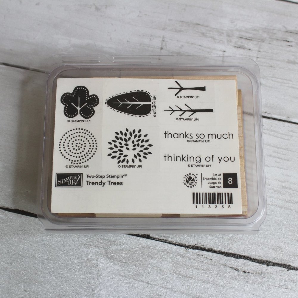 Trendy Trees Wood Rubber Stamp Set